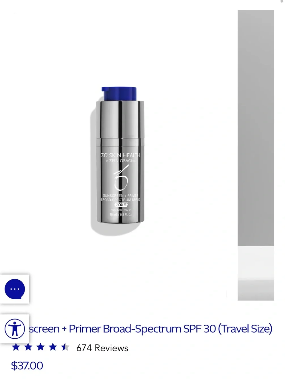 ZO Skim Health Sunscreen + Primer Broad-Spectrum SPF 30 (Travel Size)